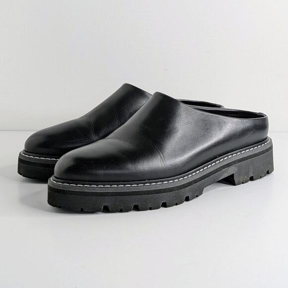 Jenni Kayne Lug Sole Mules 38 Black Leather Minimalist Quiet Luxury Chic - Picture 16 of 16